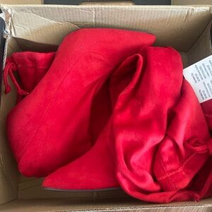 Fashion Nova Red Over the Knee Boots (BRAND NEW)